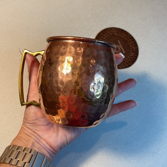DAKSHCRAFT COPPER MOSCOW MULE MUG WITH LID/COASTER